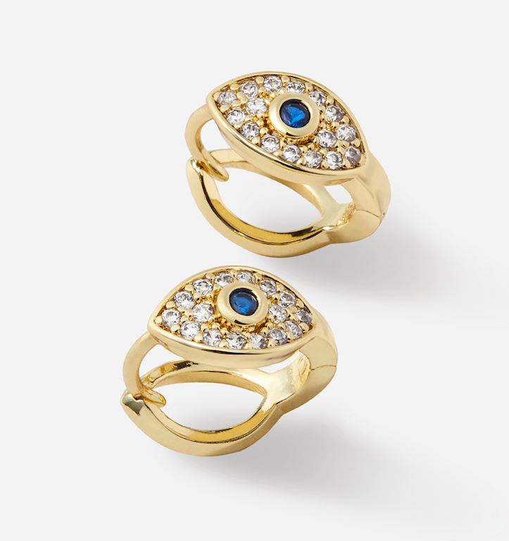Evil Eye Huggie Earrings