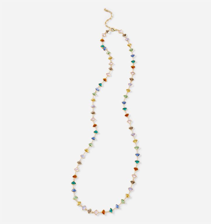 Glass Colored Stones Long Necklace