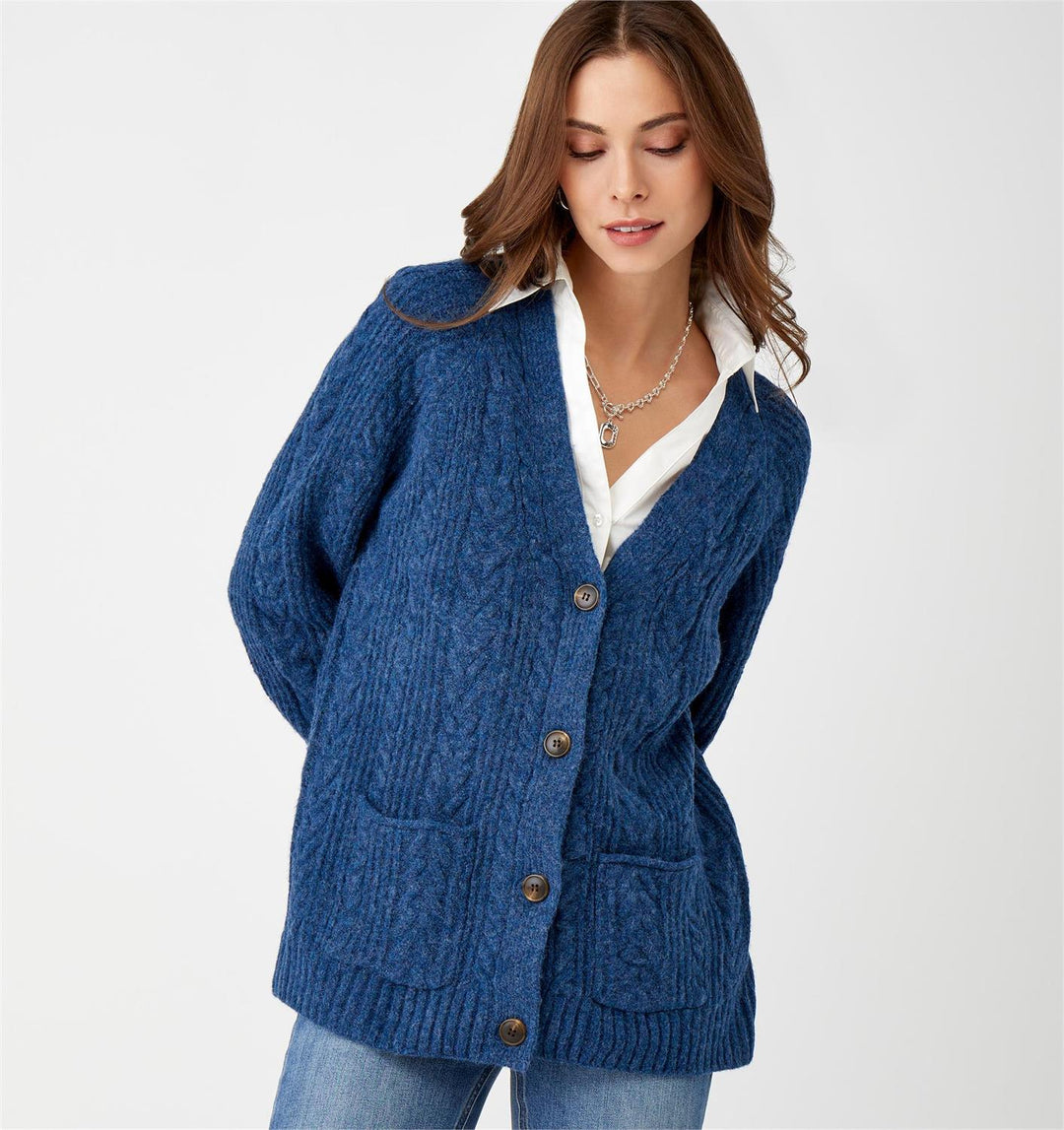 Vneck Medium Blue Cardigan