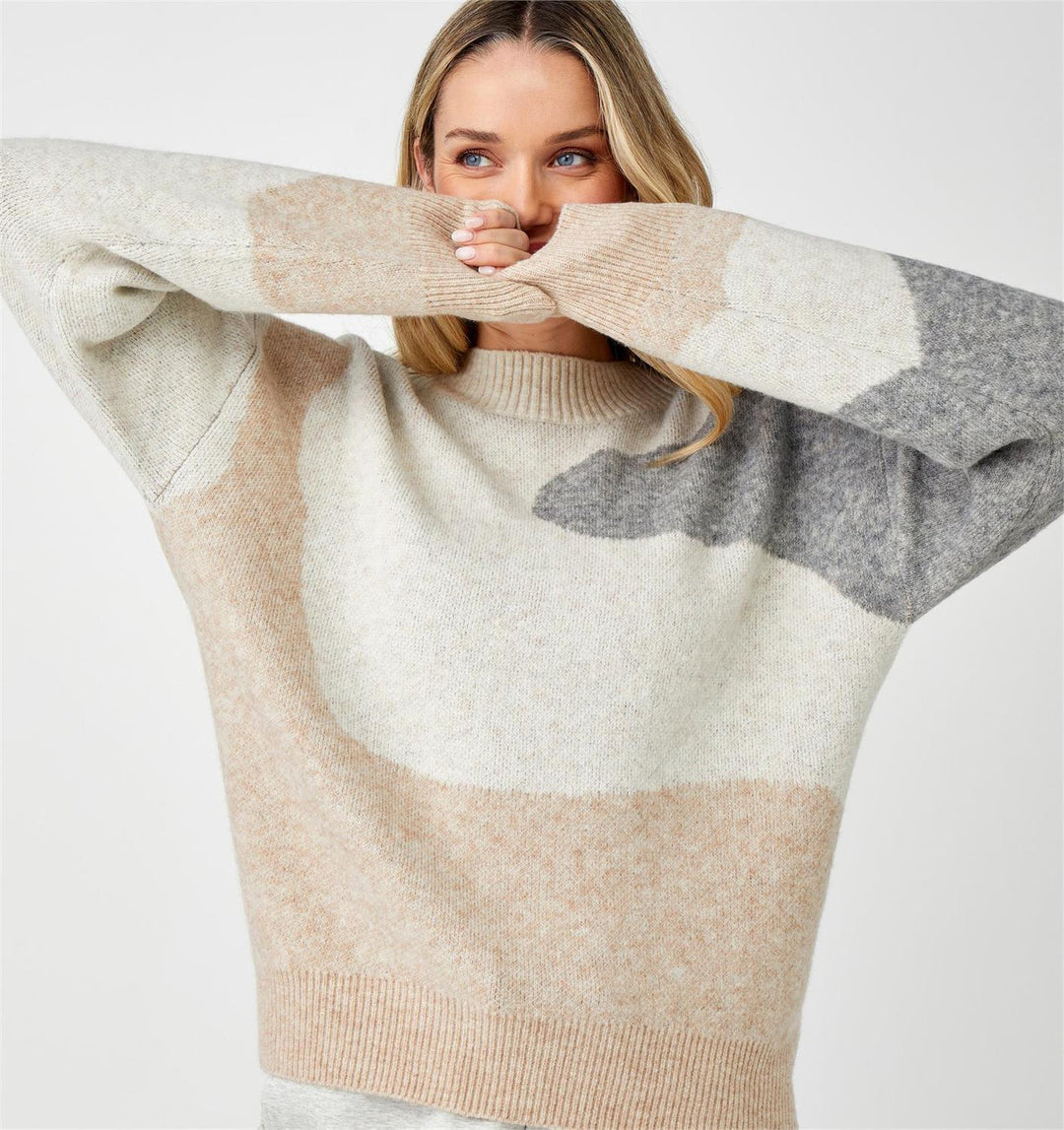 Intarsia Knit Pullover Sweater