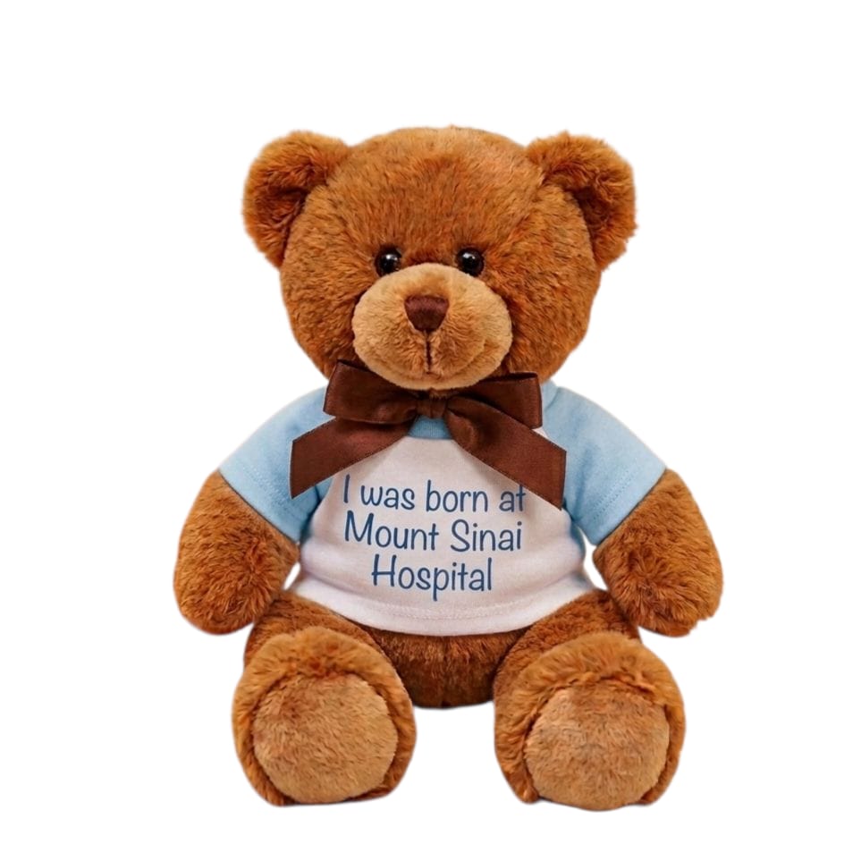 NEW I Was Born at Mount Sinai Teddy Bear (Brown/Blue Tee)