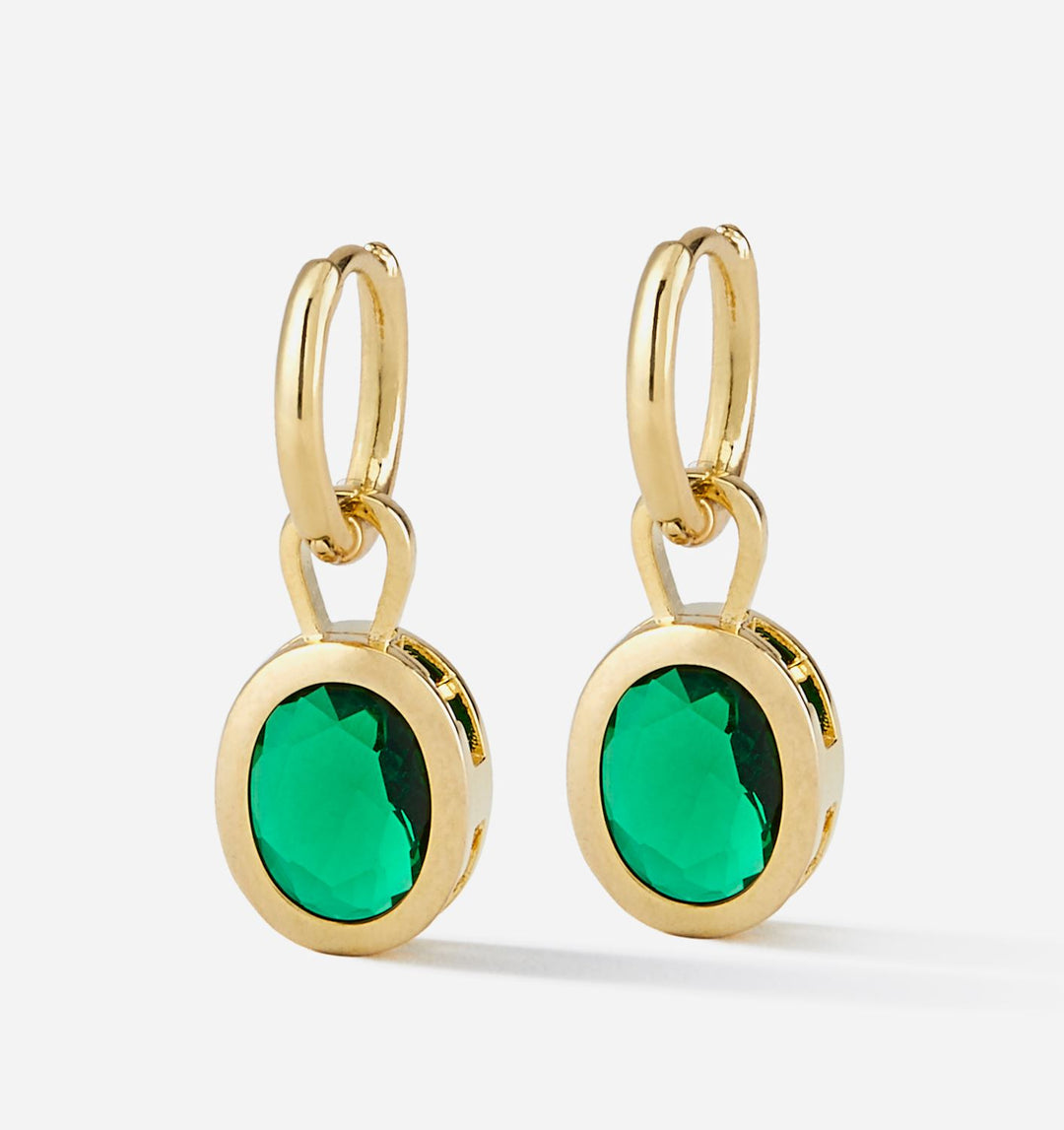 Emerald Gold Drop Earrings