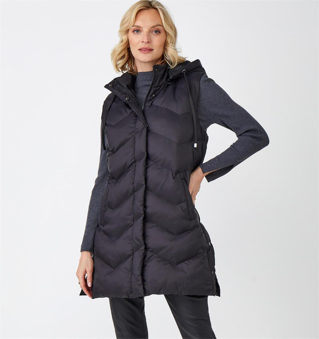 Long Puffer Vest (Black)