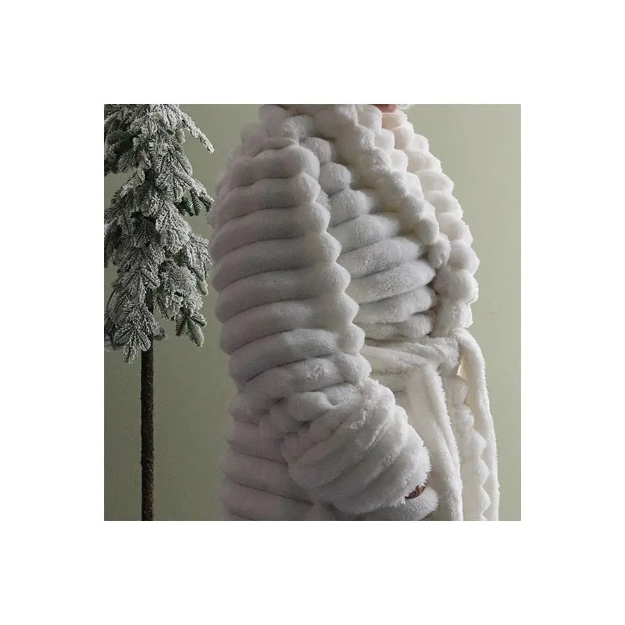 Ribbed Luxe Plush Robe (Light Grey)