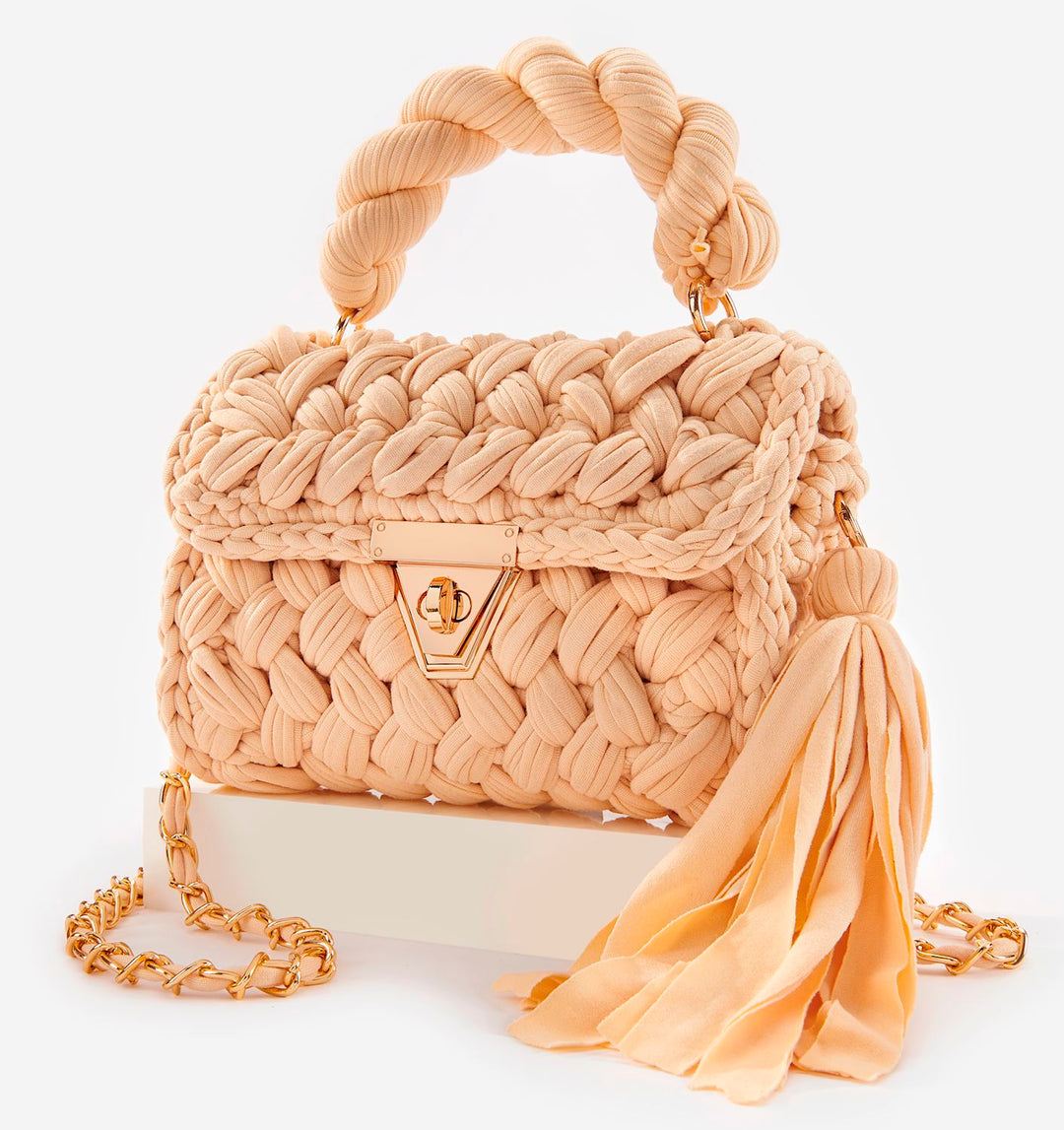 Woven Handbag with Tassel