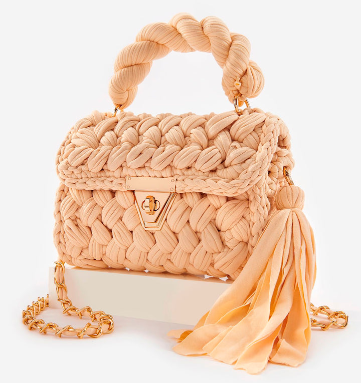 Woven Handbag with Tassel