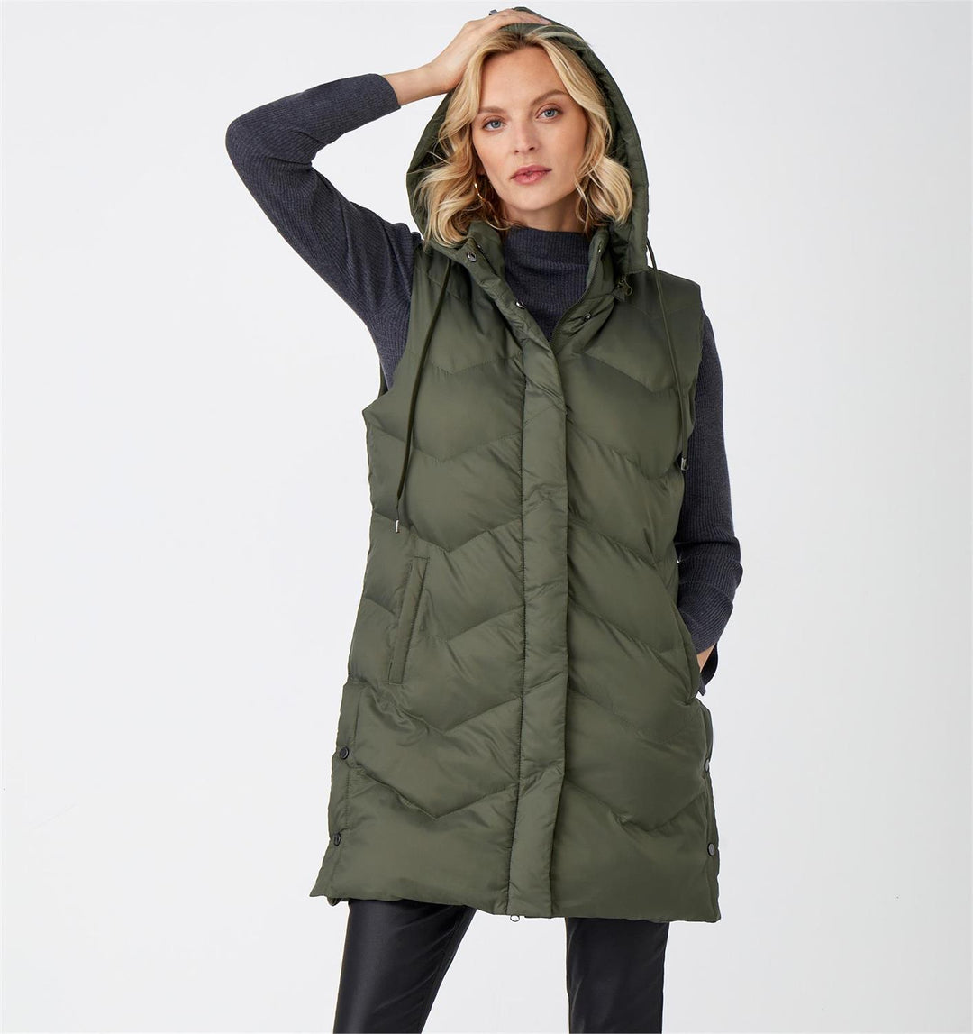 Long Puffer Vest (Army Green)