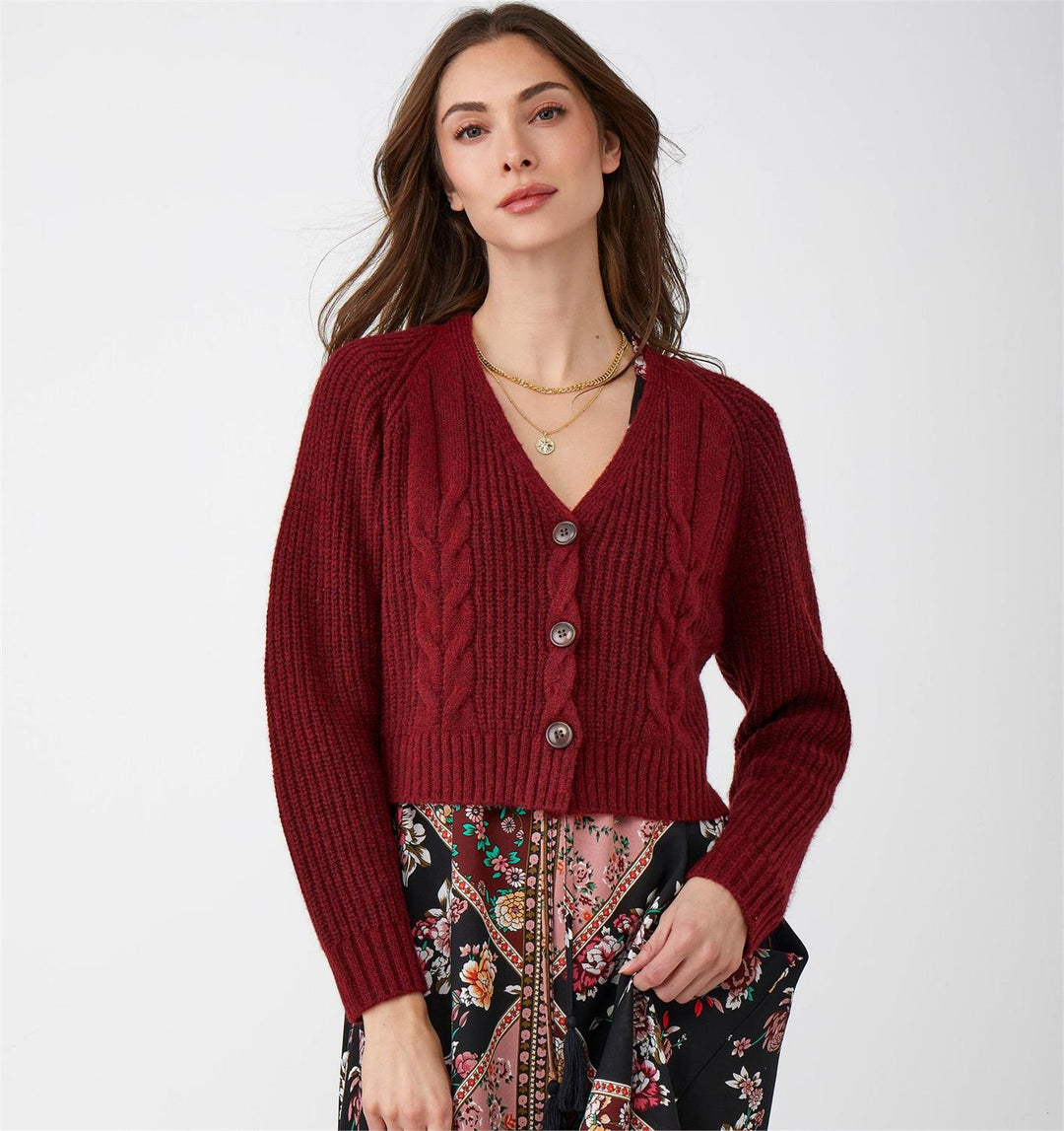 Cropped Cardigan (Wine)