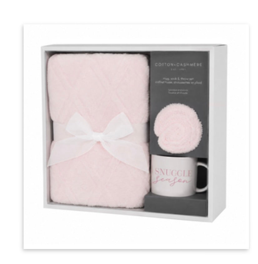 Cotton + Cashmere Blanket/Mug/Sock Set