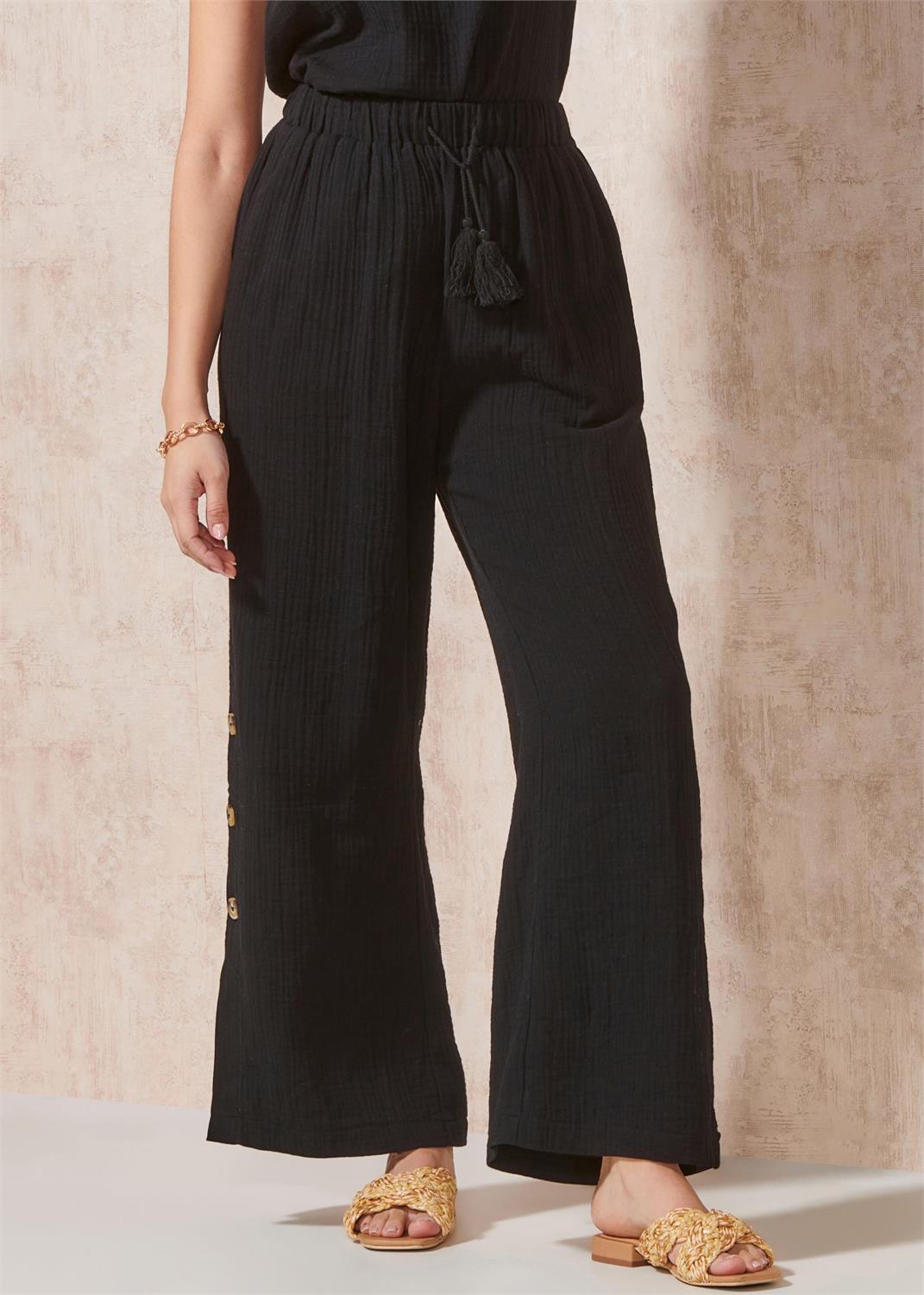 Cotton Gauze Pants (Black)