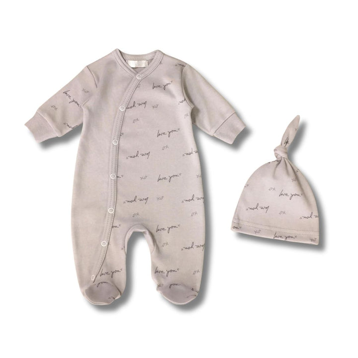 Itty Bitty Baby Love You Footie Sleeper Set (Grey)