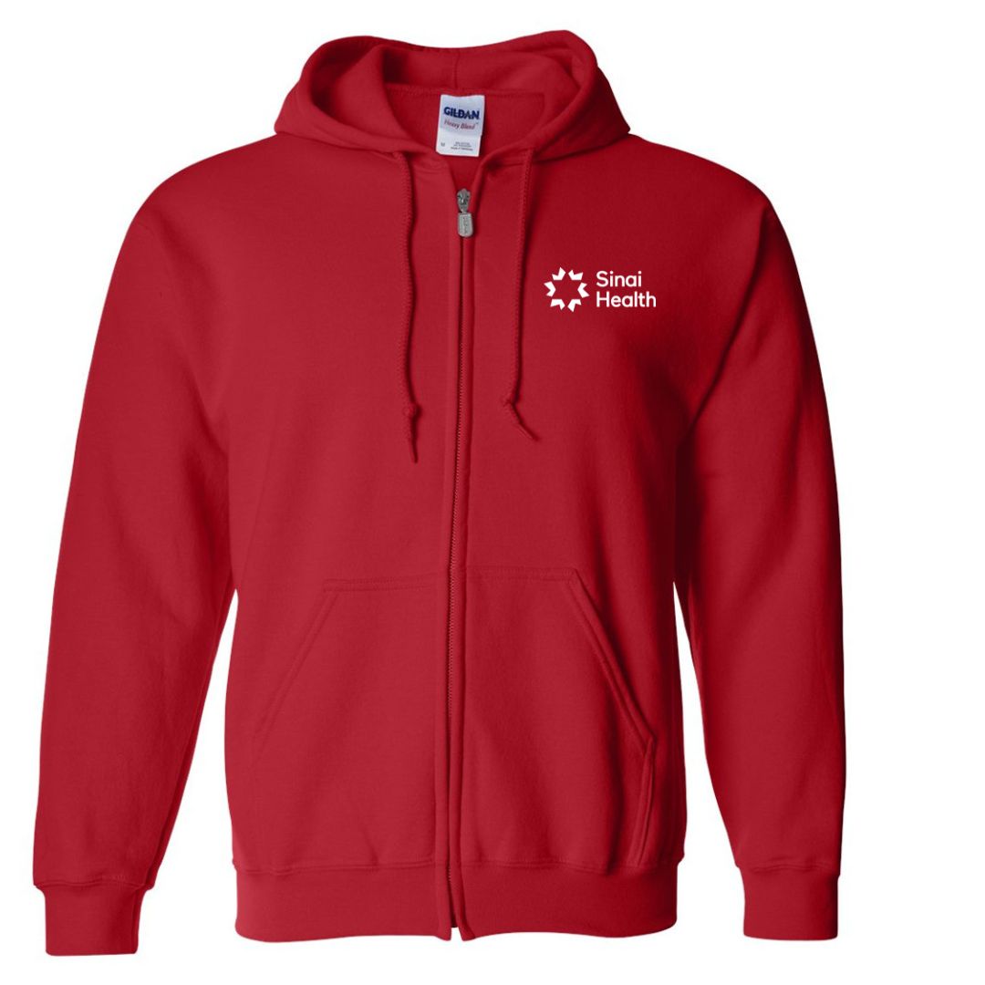 Sinai Health Branded Full-Zip Hoodie Sweatshirt (Red)