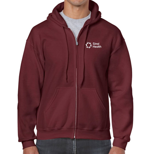 Sinai Health Branded Full-Zip Hoodie Sweatshirt (Burgundy)