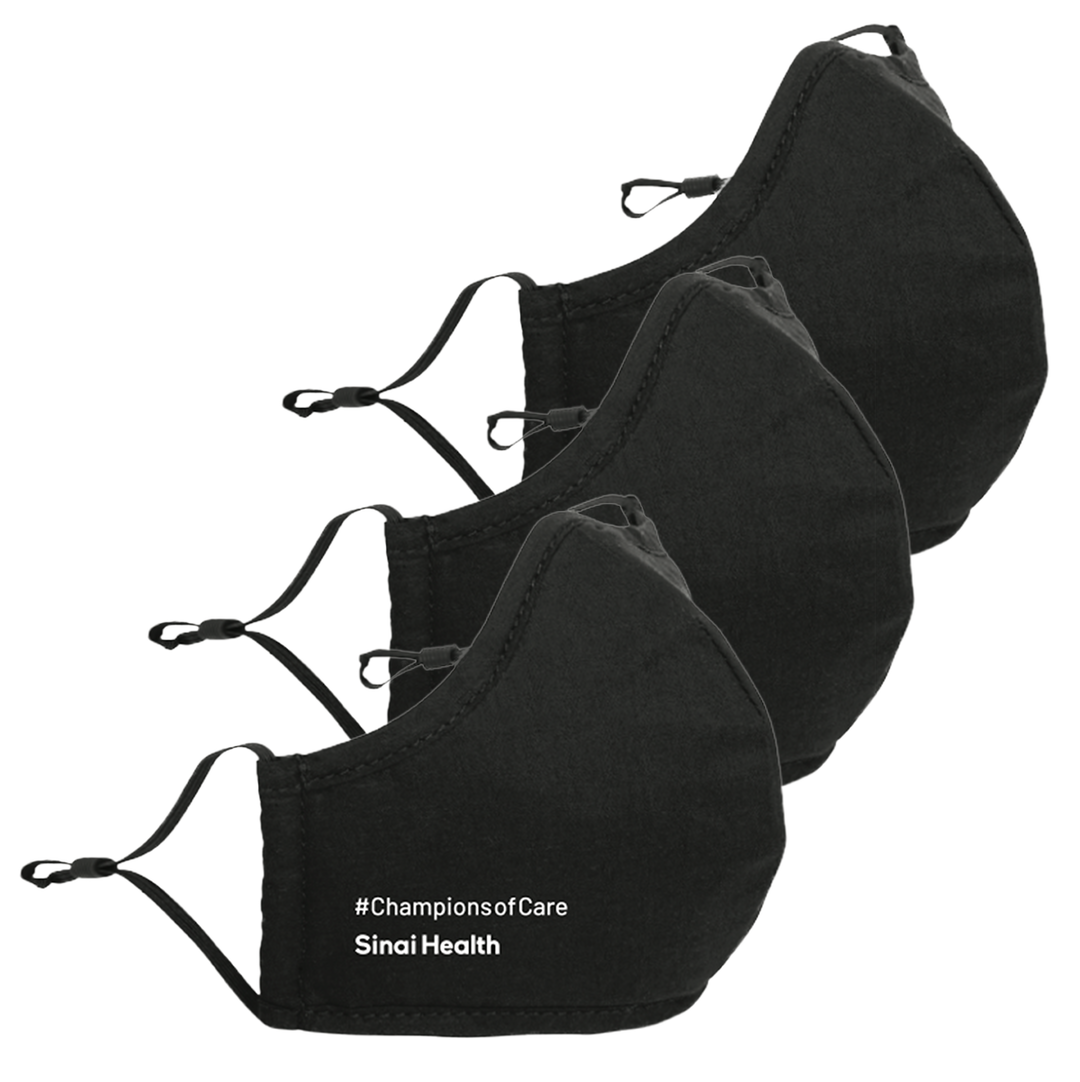 3-Pack Sinai Health Cotton Mask #ChampionsofCare (Black)