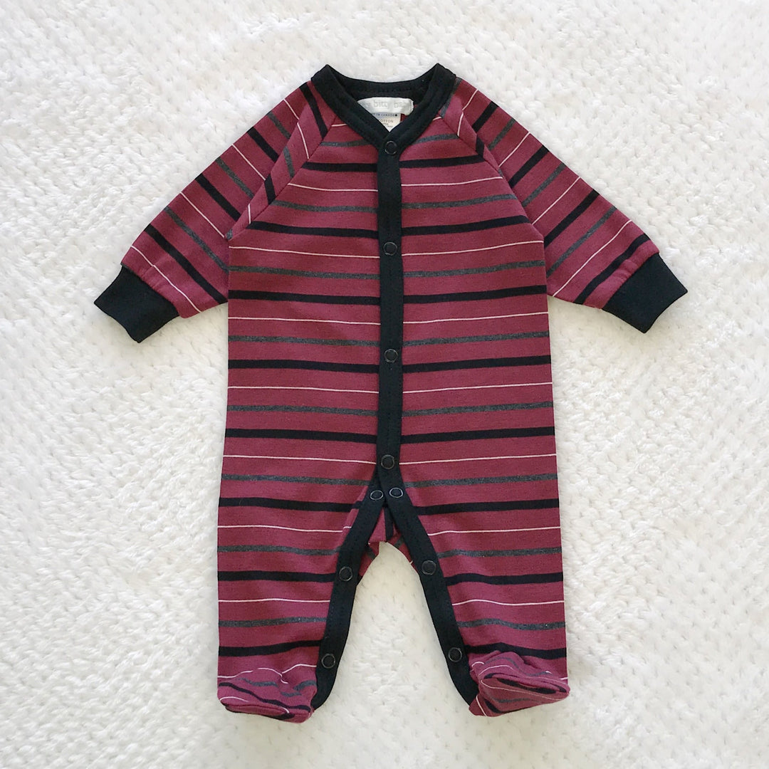 Itty Bitty Baby Preemie Footie Sleeper (Burgundy Stripe)