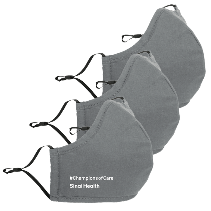 3-Pack Sinai Health Cotton Mask #ChampionsofCare (Grey)