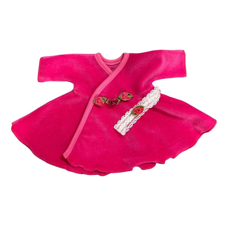 Ruffled NICU Dress & Headband Fuchsia Velour