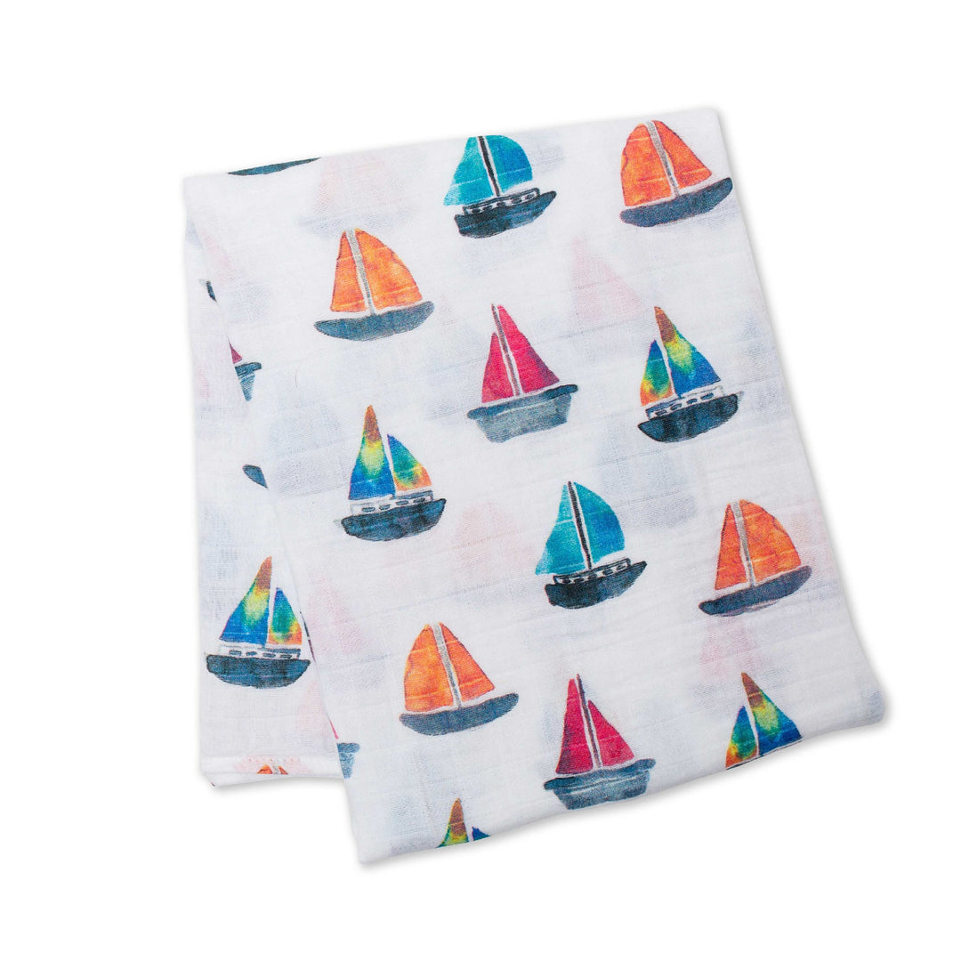 lulujo Bamboo Receiving Blanket (Sailboats)