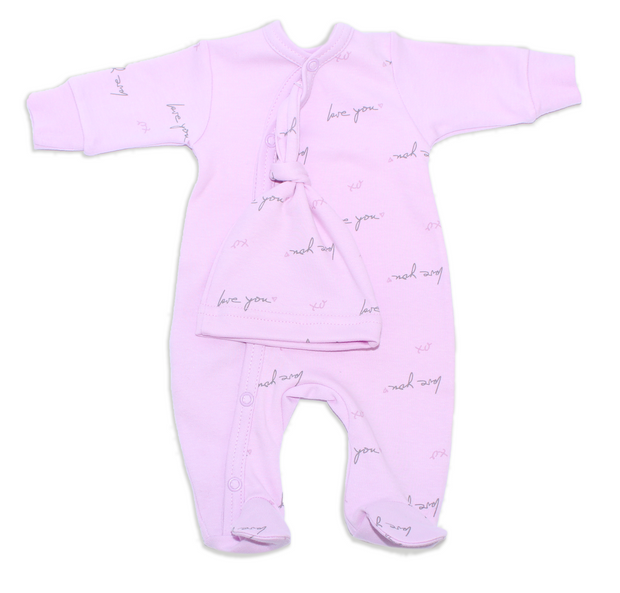 Itty Bitty Baby Love You Footie Sleeper Set (Pink)