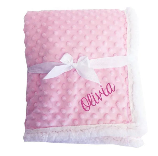 Personalized Popcorn Sherpa Blanket (Pink)